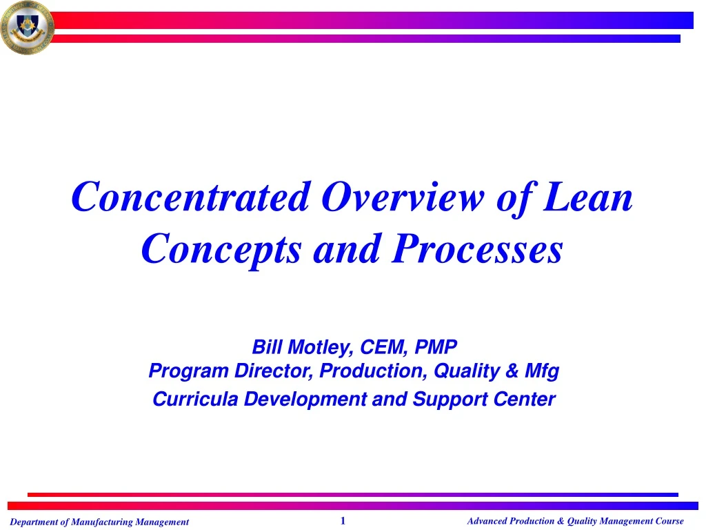 concentrated overview of lean concepts and processes