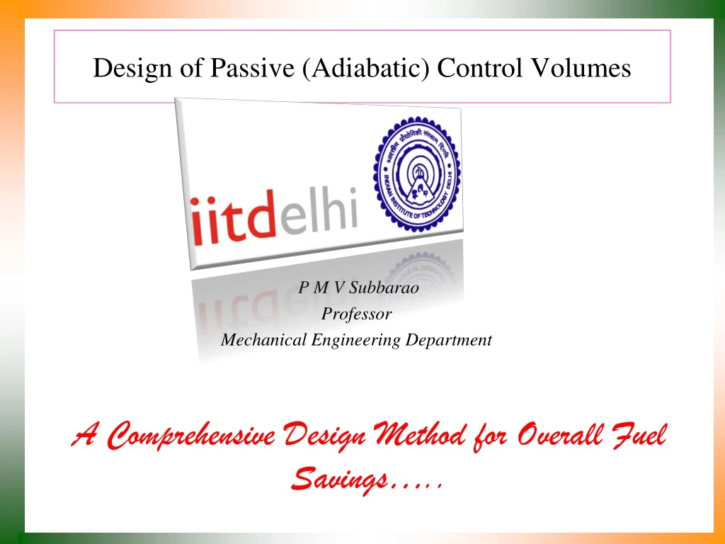 design of passive adiabatic control volumes