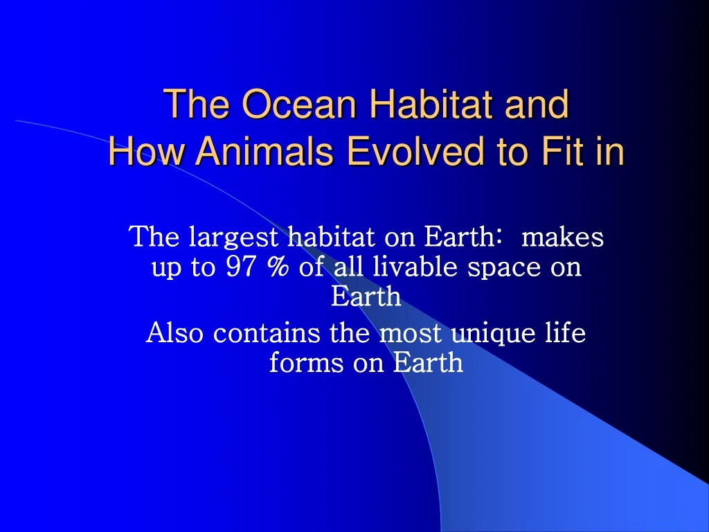 the ocean habitat and how animals evolved to fit in