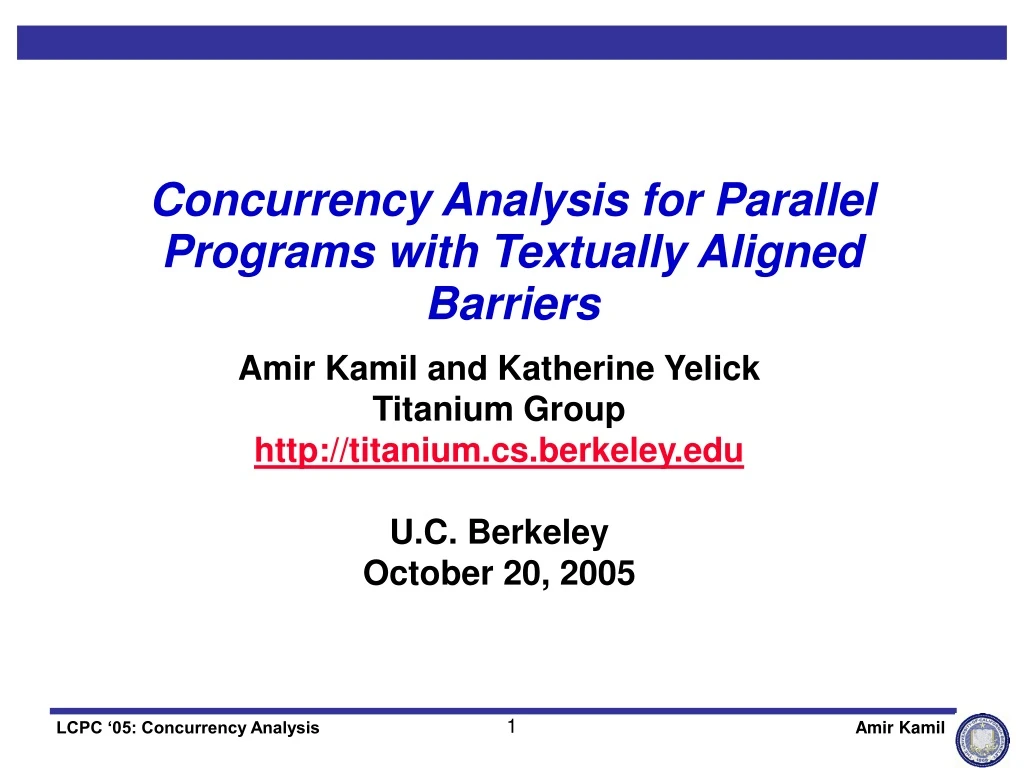 concurrency analysis for parallel programs with textually aligned barriers