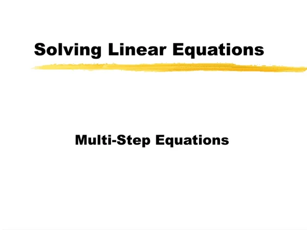 Solving Linear Equations