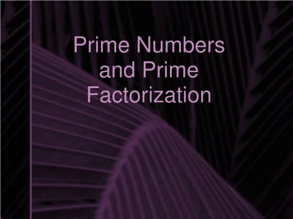 Prime Numbers and Prime Factorization