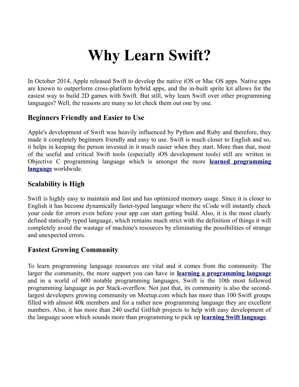 why learn swift