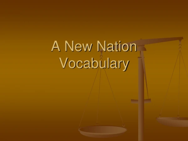 A New Nation Vocabulary