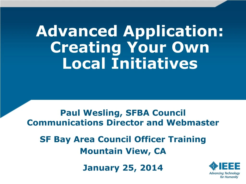 advanced application creating your own local initiatives