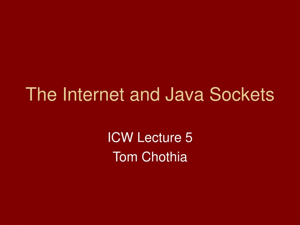 icw lecture 5 tom chothia