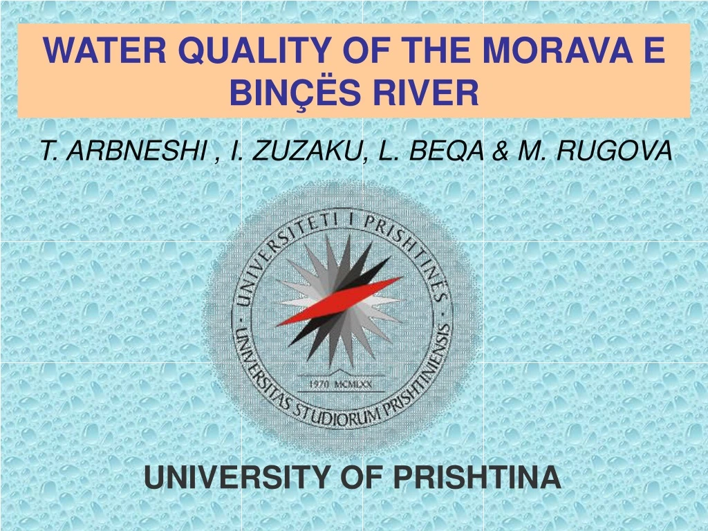 water quality of the morava e bin s river