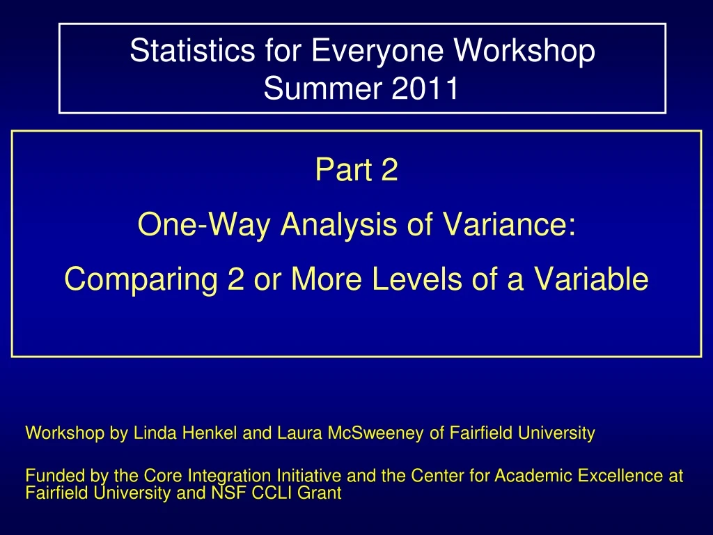 statistics for everyone workshop summer 2011