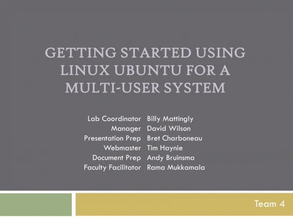 Getting Started Using Linux Ubuntu for a Multi-User System