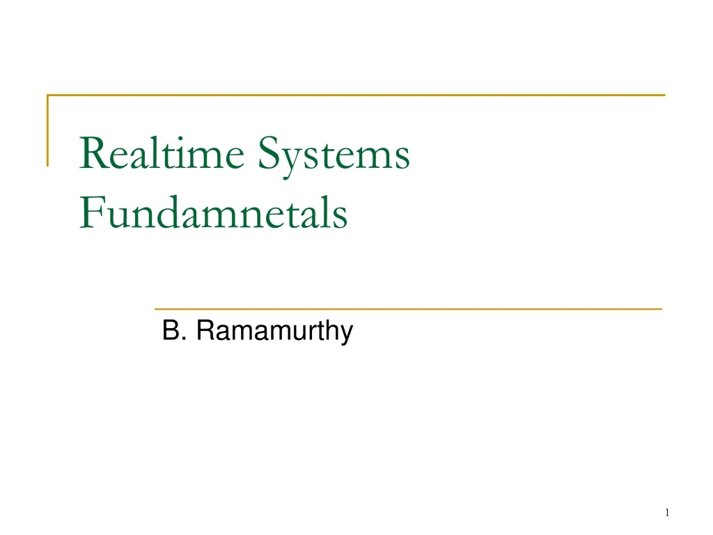 realtime systems fundamnetals