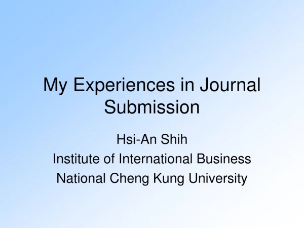 My Experiences in Journal Submission