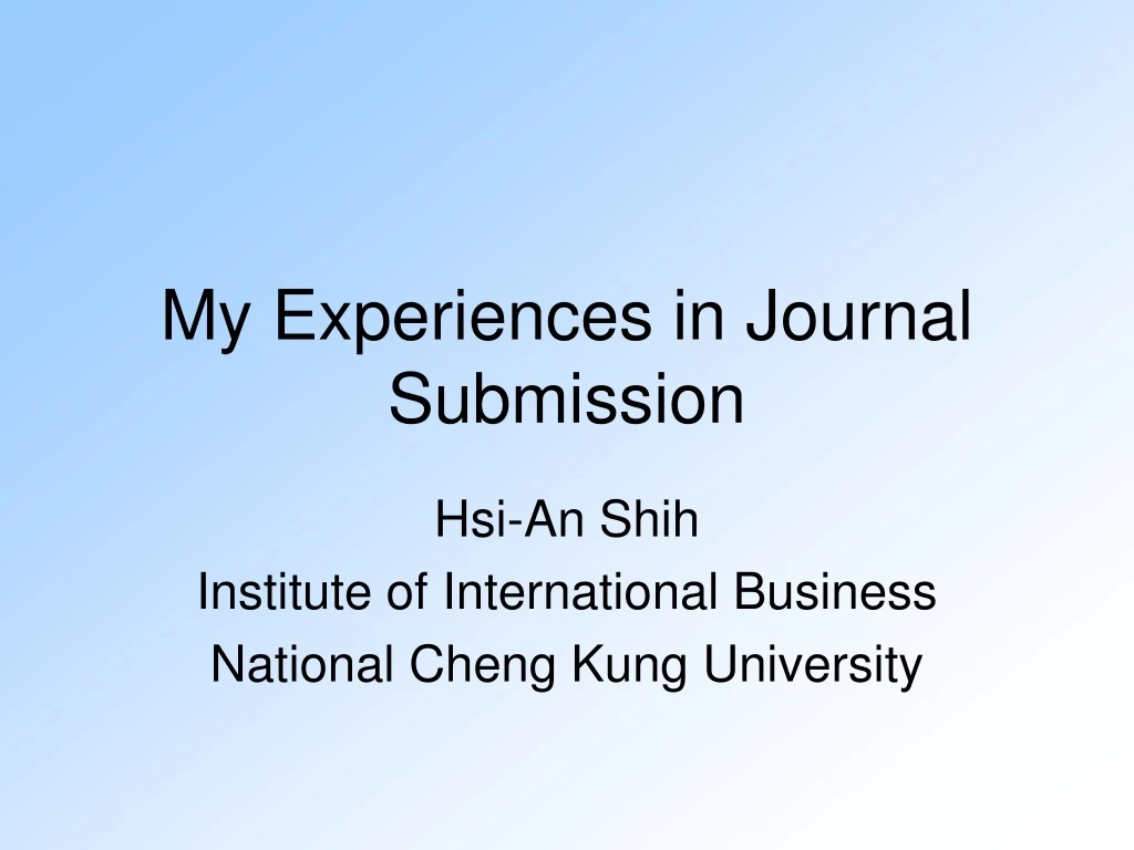 my experiences in journal submission