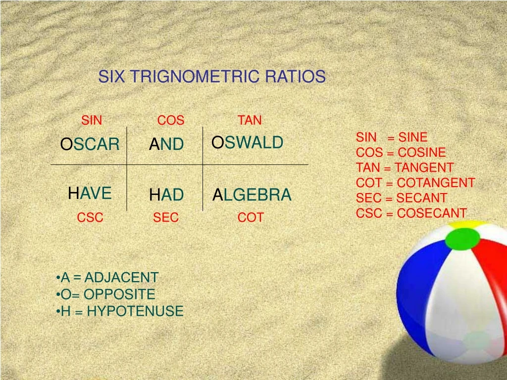 six trignometric ratios