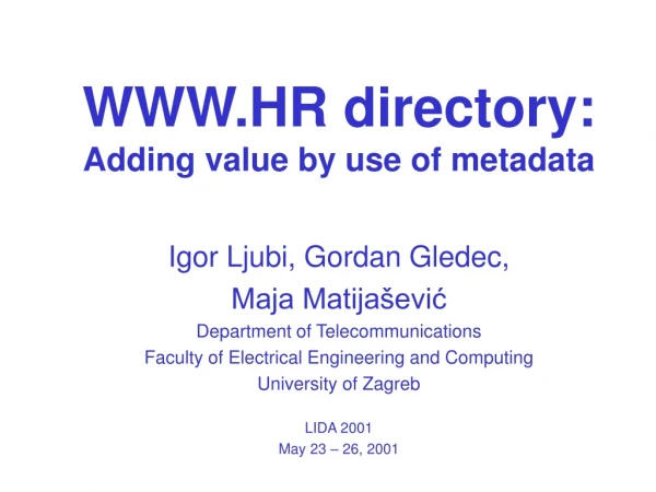 WWW.HR directory: Adding value by use of metadata