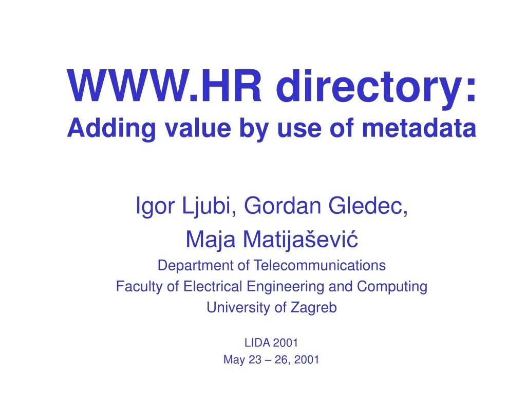 www hr directory adding value by use of metadata