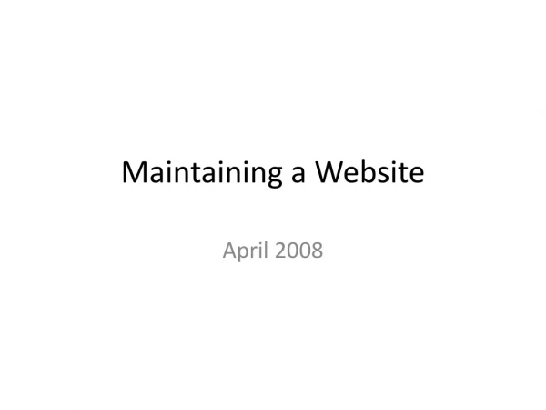 Maintaining a Website