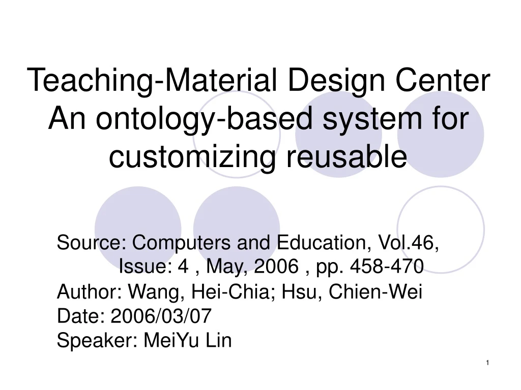 teaching material design center an ontology based system for customizing reusable