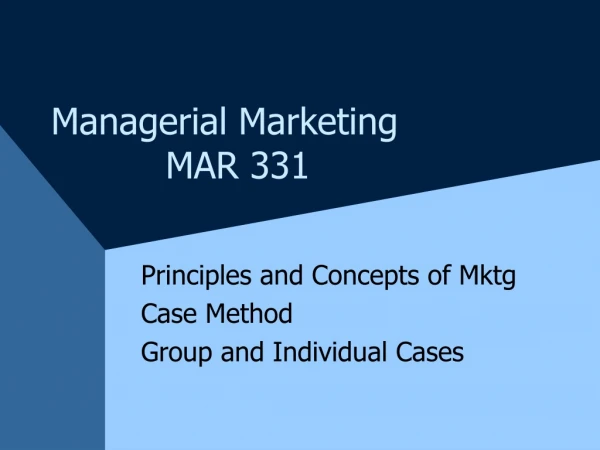Managerial Marketing MAR 331
