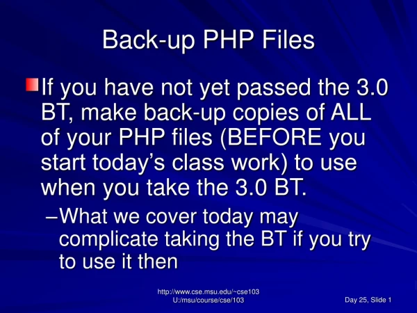 Back-up PHP Files