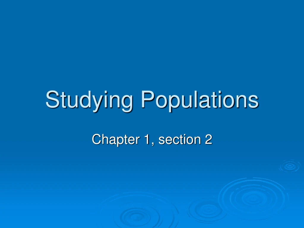 studying populations