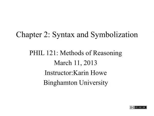 Chapter 2: Syntax and Symbolization