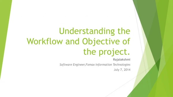 Understanding the Workflow and Objective of the project.