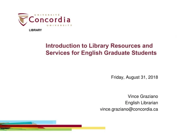 Introduction to Library Resources and Services for English Graduate Students