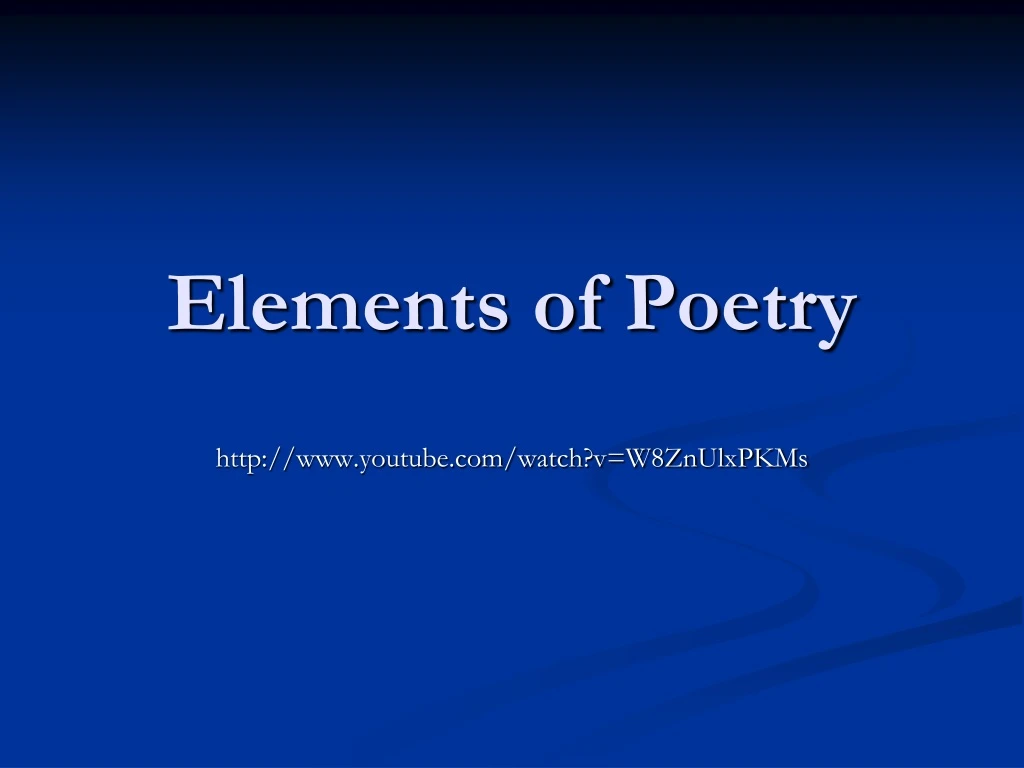 elements of poetry