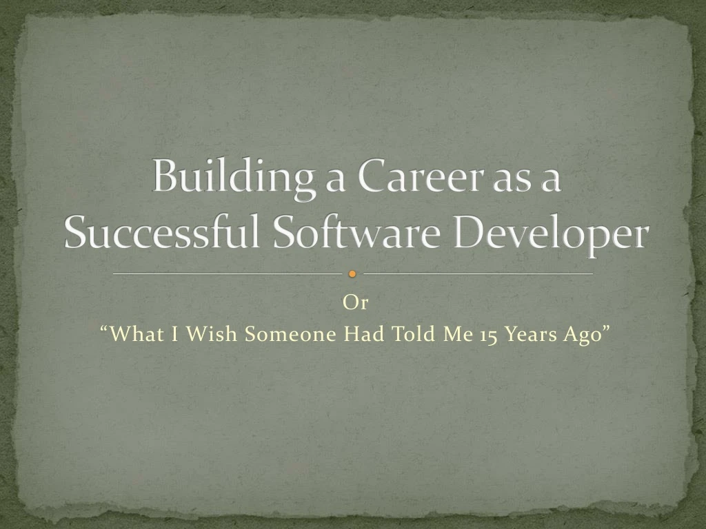 building a career as a successful software developer