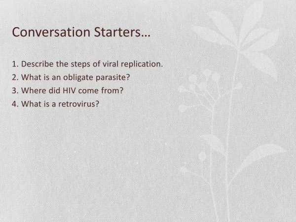 Conversation Starters…