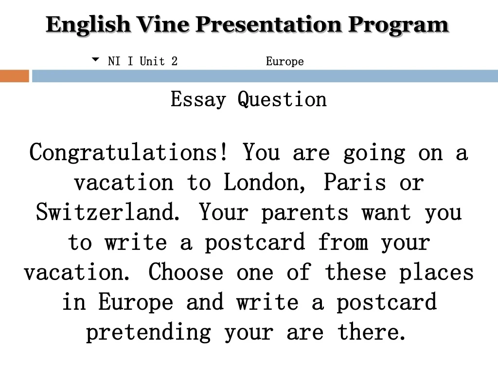 english vine presentation program