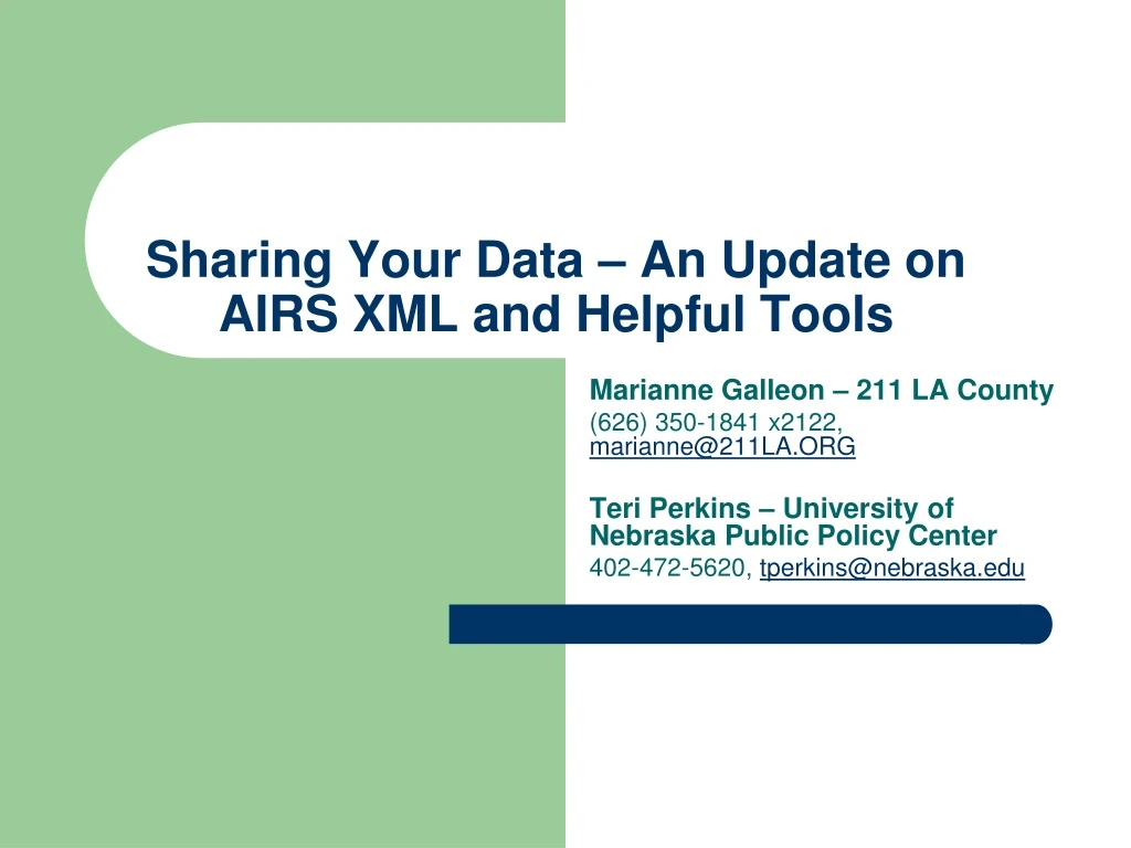 sharing your data an update on airs xml and helpful tools