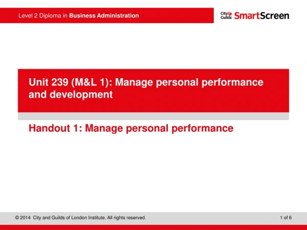 Handout 1: Manage personal performance