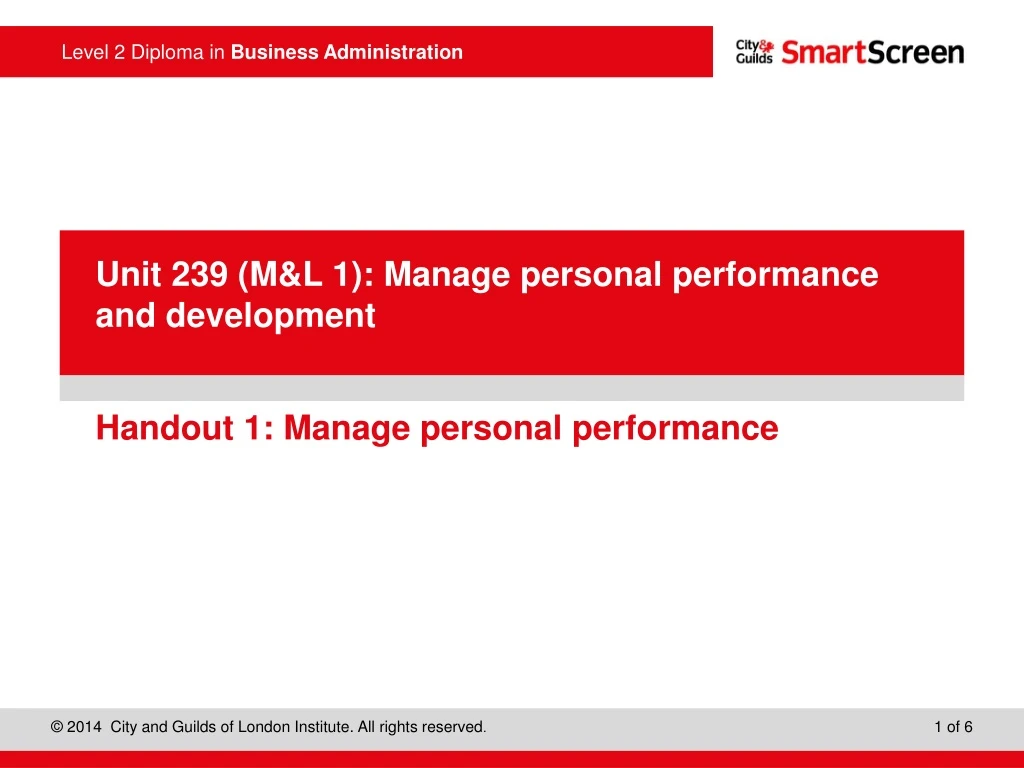 handout 1 manage personal performance