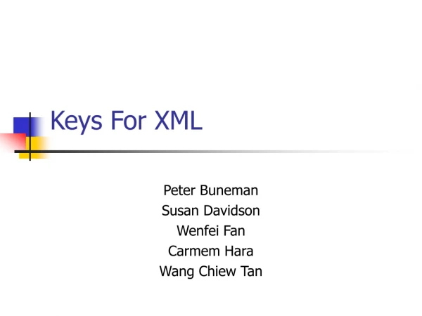 Keys For XML