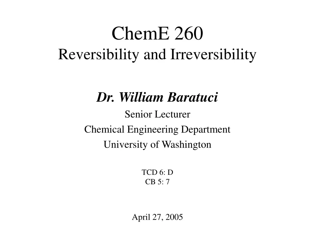 cheme 260 reversibility and irreversibility