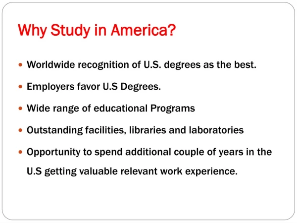 Why Study in America?