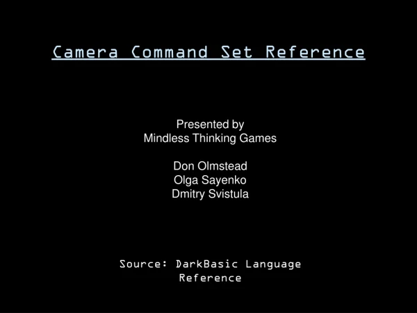 Camera Command Set Reference
