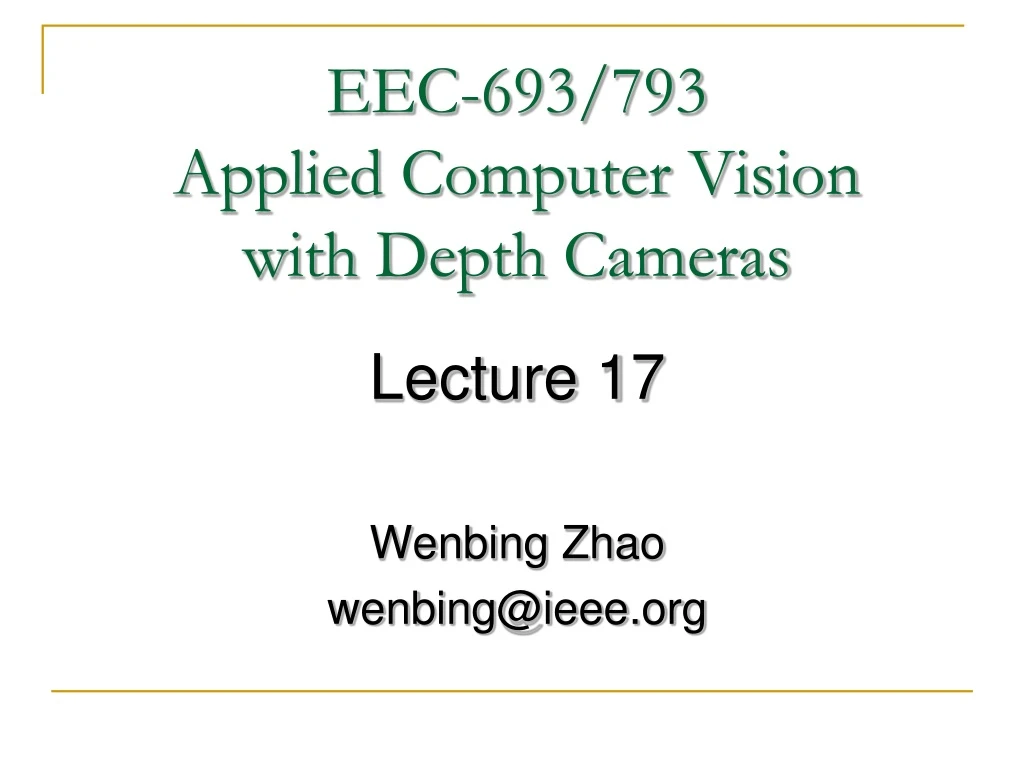 eec 693 793 applied computer vision with depth cameras