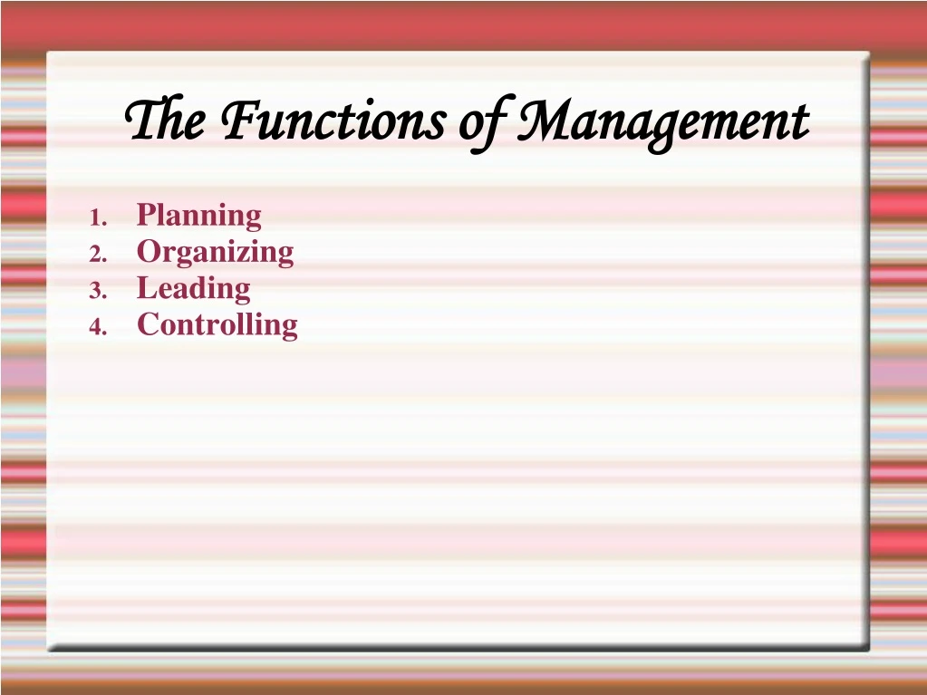 the functions of management