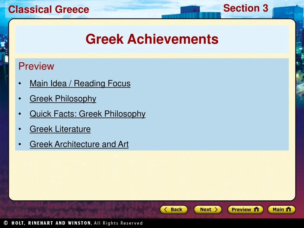 preview main idea reading focus greek philosophy