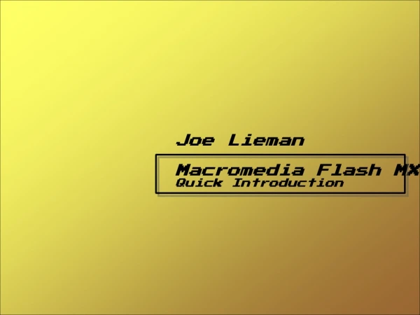 Joe Lieman Macromedia Flash MX Quick Introduction
