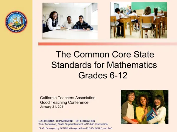 The Common Core State Standards for Mathematics Grades 6-12