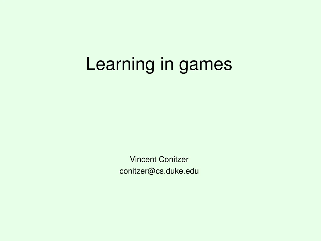 learning in games
