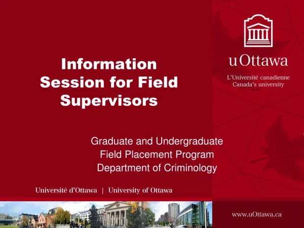 Information Session for Field Supervisors