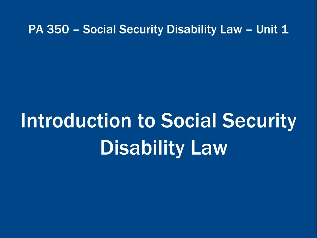 introduction to social security disability law