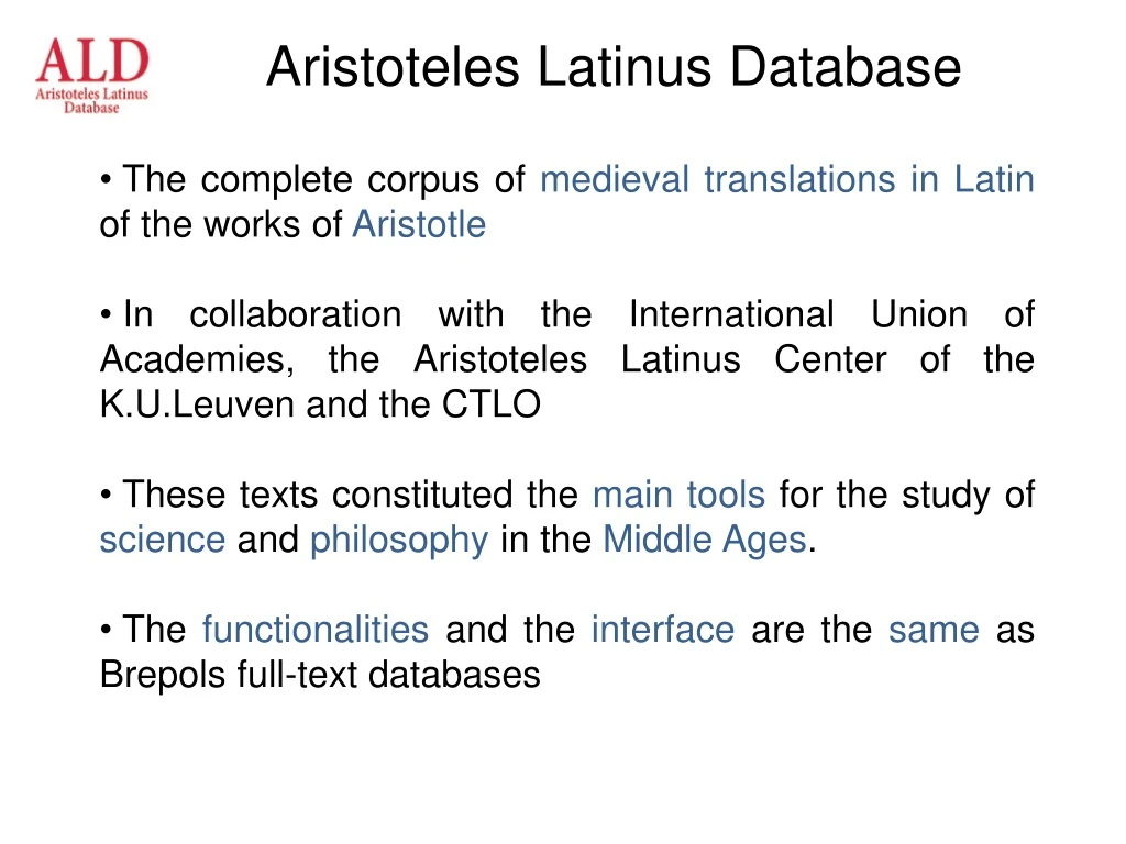 aristoteles latinus database