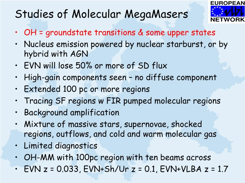 studies of molecular megamasers