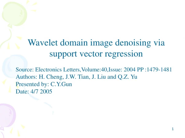 Wavelet domain image denoising via support vector regression