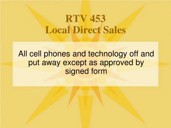 RTV 453 Local Direct Sales